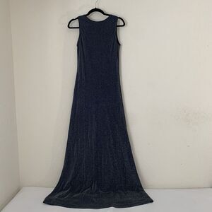 Vintage En Francais Gown 10 Navy Blue Silver Shimmer Maxi Dress Dark Romantic